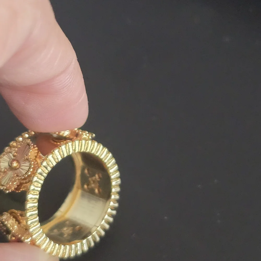 Elegant Gold Floral Bracelet and Ring Set